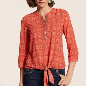 CHICO’S Desert Beauty Bianca Top Annatto Orange